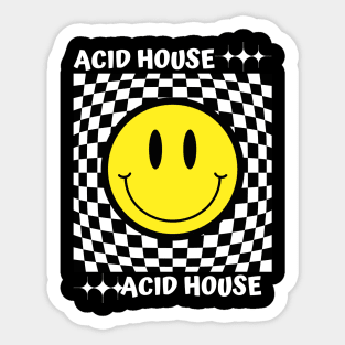 ACID HOUSE  - Checker Smiley (White) Sticker